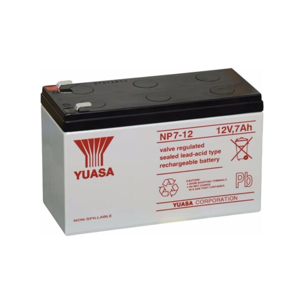 Batería UPS YUASA 12V 7A Imagen frontal 3 4 lateral izquierda