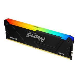 Memoria RAM 8GB DDR4 3600 PC Kingston FURY BEAST RGB imagen frontal 3 4 lateral derecho