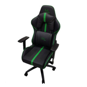 SILLA GAMER MTEK MK02 G NEGRO VERDE IMAGEN 3 4 LADO DERECHO