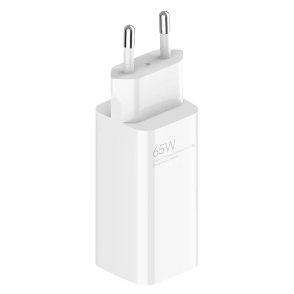 Cargador Tipo A + C 65W Xiaomi GaN Blanco Imagen parado