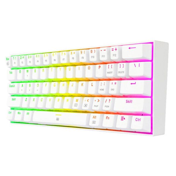 TECLADO MOUSE 3x1 REDRAGON S129W 3 EN 1 WHITE Imagen teclado 3 4 lado derecho