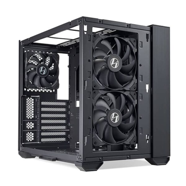 1802 Gabinete LIAN LI 011 AIR MINI BLACK Imagen 3 4 con coolers