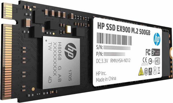 SSD M2 NVMe 500GB HP EX900 imagen 3 4 lateral izquierda