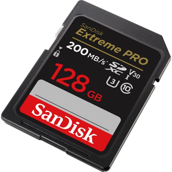 MEM MICRO SD 128GB EXTREME PRO SANDISK U3 4K 200MBS imagen 3 4 lateral derecho