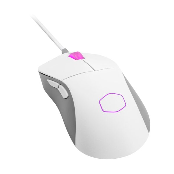 MOUSE COOLER MASTER MM730 WHITE RGB angulo picado 3 4 lateral derecho