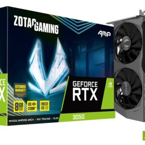 VGA RTX 3050 8GB ZOTAC AMP imagen de caja 3 4 lateral izquierdo