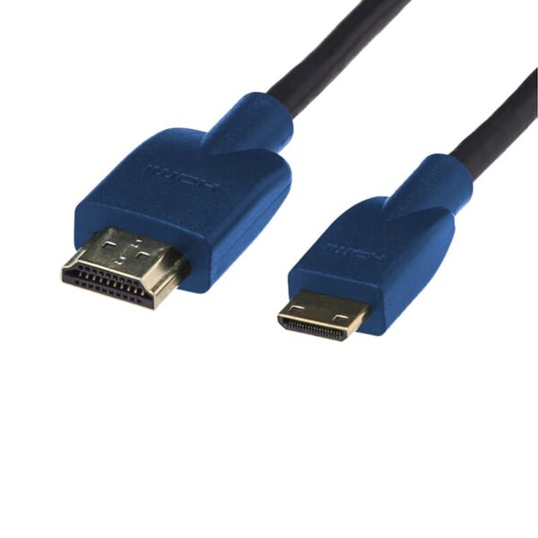 CABLE MINI HDMI A HDMI 1.8M imagen frontal 3 4 lateral derecho en picado