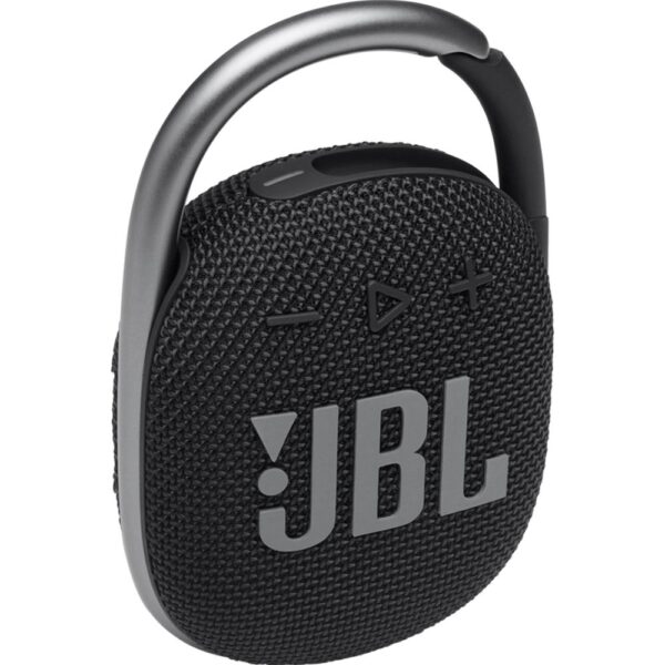 PARLANTE JBL CLIP 4 negro frontal 3 4 lateral izquierdo en picado