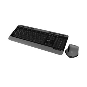 TECLADO MOUSE INALAMBRICO KLIP MAGNIFIK SP imagen frontal 3 4 lateral derecho en picado