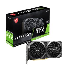 VGA RTX 3060 TI 8GB MSI VENTUS 2X OC LHR imagen frontal con caja